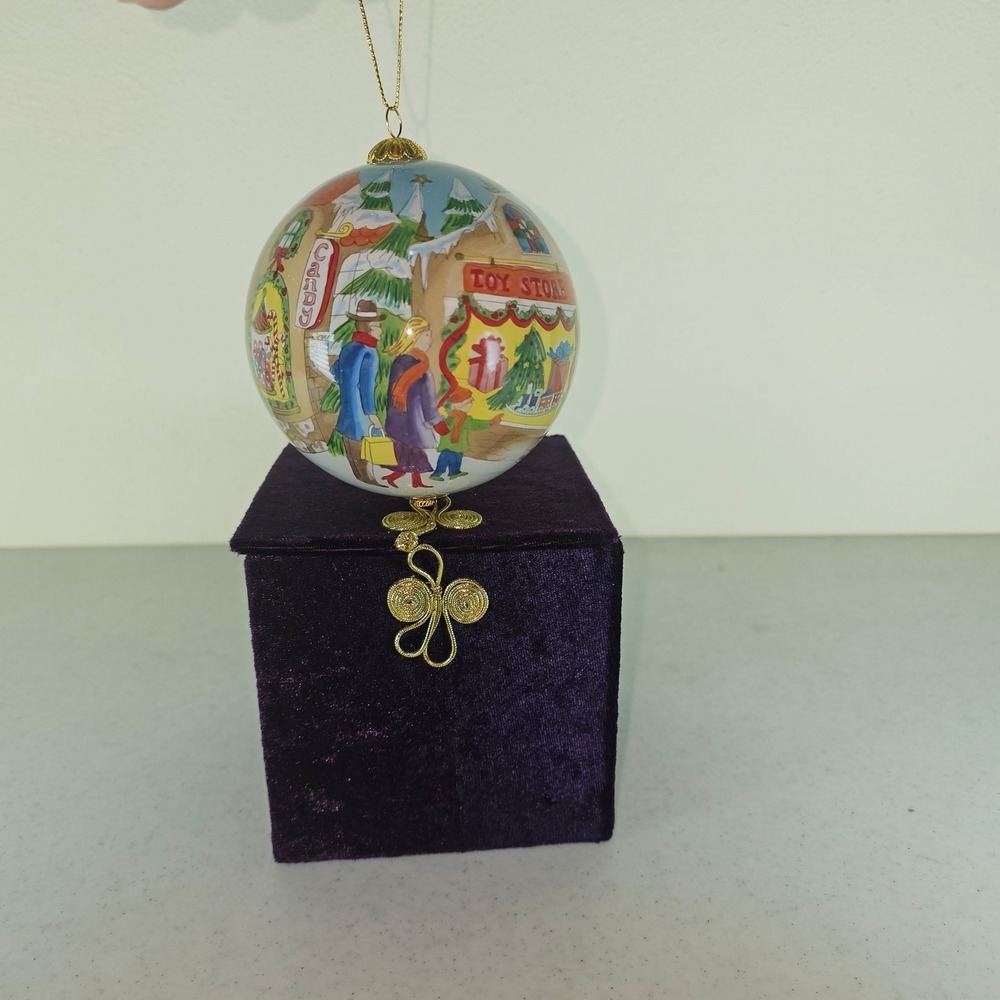 Pier 1 Imports Li Bien 2005 Toy Store Hand Painted Christmas Glass Ornament &box